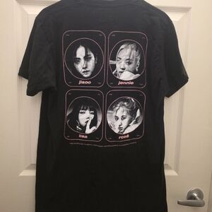 Blackpink K-Pop Band T-Shirt 100% Cotton Black With Pink Print Unisex Large